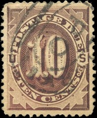 USA Used F-VF 10c Scott #J5 1879 Postage Due Stamp