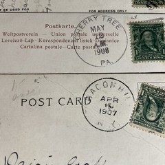 1 Cent Stamps Green Ben Franklin Stamp Postal Postmarked 1907-1910 Rare x 4
