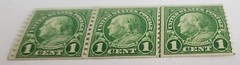 Benjamin Franklin One Cent U.S. Rare Set of 3 unused Stamps No Rubber Stamp Mark