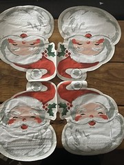 TWO Paper LUNCHEON Decoupage Art Craft Napkins – CHRISTMAS SANTA VINTAGE Sculpt