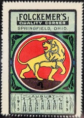 Antique 1915 Folckemers Astrology Zodiac Springfield Ohio Leo Poster Stamp