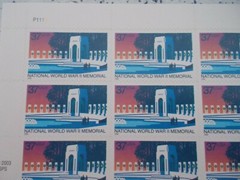#3862 NATIONAL WORLD WAR II MEMORIAL Sheet of 20 37 CENT STAMPS 2003/2004 MNH