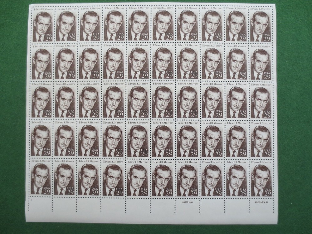DOC Scott #2812 Edward R Murrow 29¢ Sheet of 50 1994 MNH XF