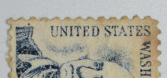 1967 US 5 Cent George Washington Stamp Blue Rare Vintage Misprint Used