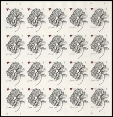 Vintage Rose Wedding Forever 5 Panes 100 Stamps MNH Self AdhesiveScott 4959