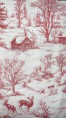 Three Individual paper dinner Decoupage Napkins Christmas Countryside Deer/Toile