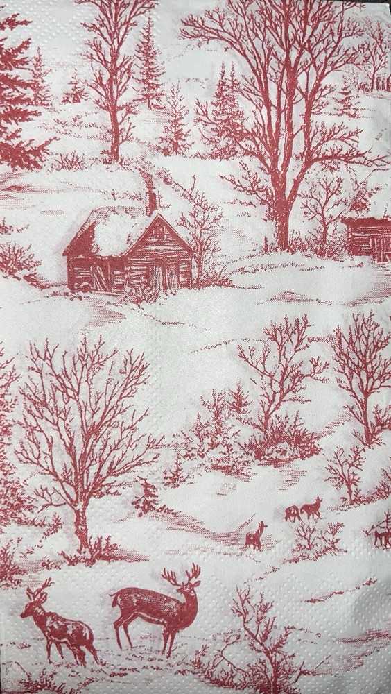 TWO Individual paper dinner Decoupage Napkins Christmas Countryside Deer /Toile