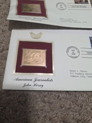Set Of 3 USPS 22KT Gold Foil Stamped Envelopes AMERICAN JOURNALISTS