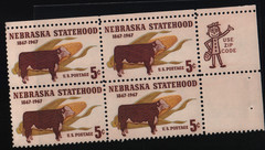 1967 5c Nebraska Statehood Block of Four Scott #1328 ST246