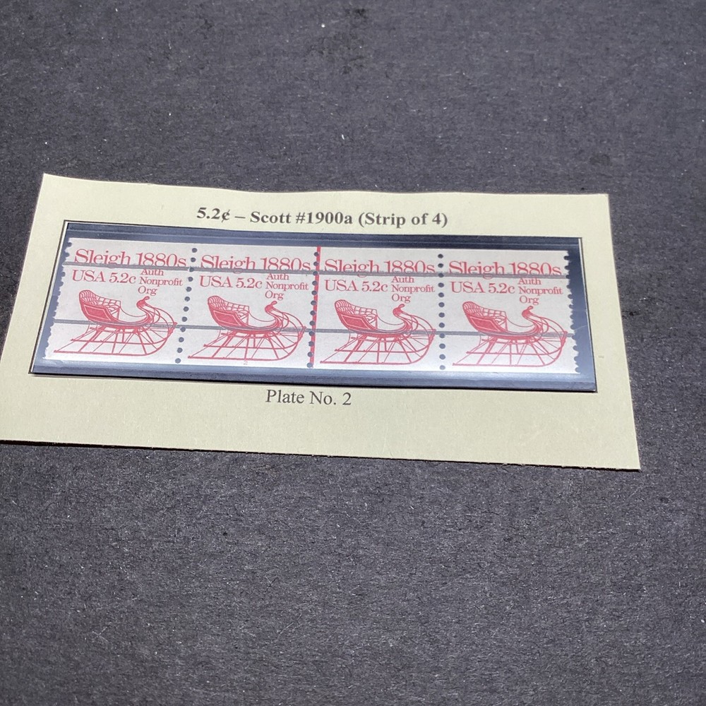 Scott#1900a-1880s Sleigh 5.2c PNC-PreCancel Strip of 4 MNH-US