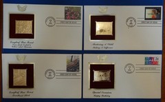 Lot of 4 First Day Of Issue 2002 Gold Replica Stamp Longleaf, Birthday,Mentoring
