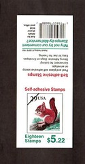 STAMPS FULL UNFOLDED BOOKLET # 2489a Red Squirrel 29 cent 1993 D222111