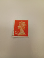 Orange Queen of england stamp
