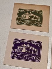 UNUSED CUT SQ. LIBERTY BELL; WASHINGTON; BI-CENT. ISSUE SET OF 6 1932