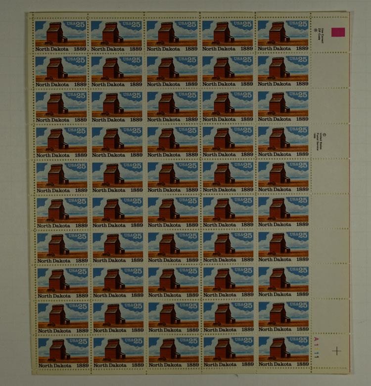 US SCOTT 2403 PANE OF 50 NORTH DAKOTA STAMPS 25 CENT FACE MNH