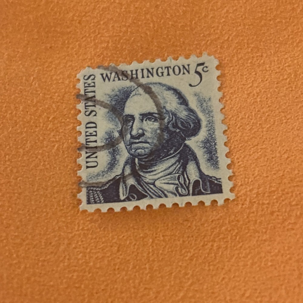 Vintage George Washington Blue 5 Cent Stamp (11)