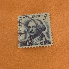 Vintage George Washington Blue 5 Cent Stamp (11)