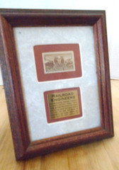 (3) Vintage framed Railroad themed stamp issues