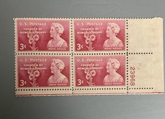 US stamps blocks of 4 all red 9 blocks 2c 3c airmails red cross etc.