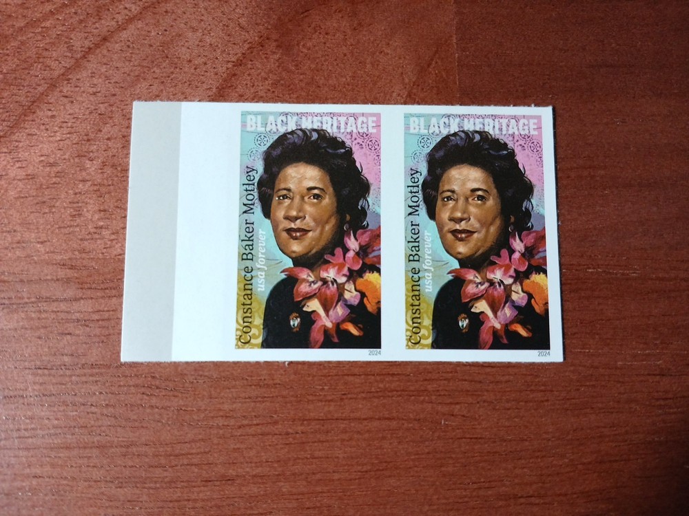 USA 2024 Sc #5830a 4ever CONSTANCE BAKER MOTLEY Imperf/NDC Horizontal pair Mint