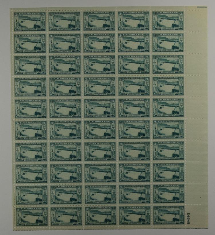 US SCOTT 1009 PANE OF 50 GRAND COULEE DAM STAMPS 3 CENT FACE MNH