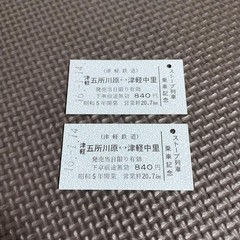 Used tickets, 2-piece set, Tsugaru Railway, Stove Train, Commemorative ride,