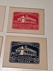 UNUSED CUT SQ. LIBERTY BELL; WASHINGTON; BI-CENT. ISSUE SET OF 6 1932