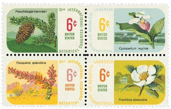 United States 6¢ Botanical Congress Postage Stamp #1376-79 x 100 Singles