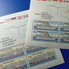 Foreign stamps Czechoslovakia 1982 Ships and Maps Sheet 2 types Intaglio