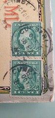 1912 WASHINGTON 1 CENT Ultra-rare Double on Antique Postcard Pack Cumberland, MD