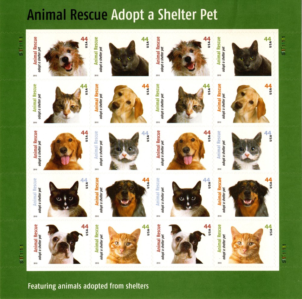 USA 2010 ANIMAL RESCUE ADOPT A SHELTER PET 20 STAMPS, SCOTT 4451-4460 MNH