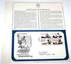 First Day of Issue Souvenir Page Skilled Hands for Independence 1977 Stamp