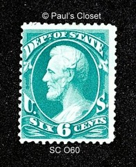 US DEPT OF STATE OFFICIAL STAMP SC O60 6¢ LINCOLN 1873 MINT ORIGINAL GUM F/VF