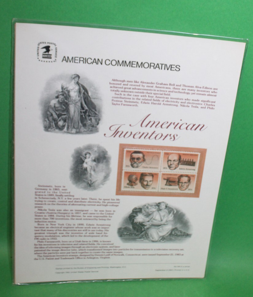 American Commemoratives American Inventors USPS Stamps Panel 199 Sept. 21, 1983