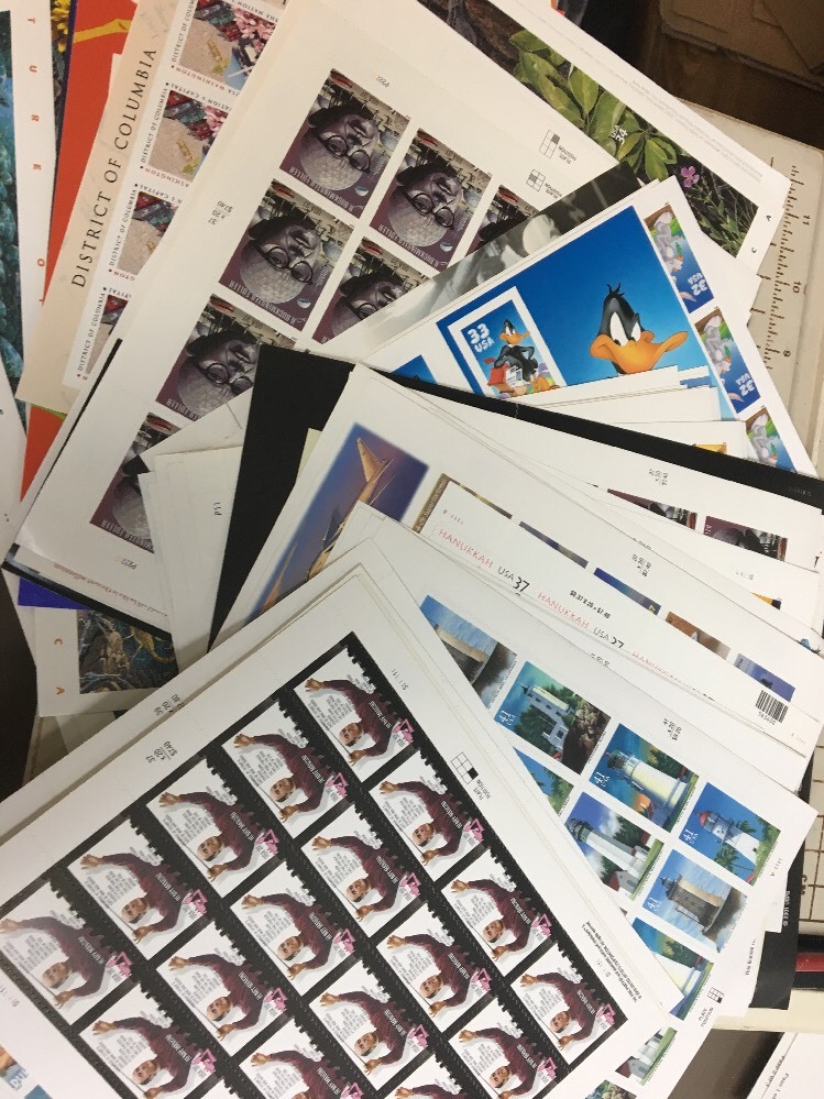 Self Stick Sheets Mint Postage Stamps Nice Mix. $500 Face Value .25 Thru .44