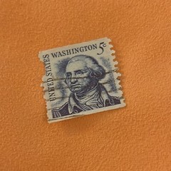 Vintage George Washington Blue 5 Cent Stamp (10)