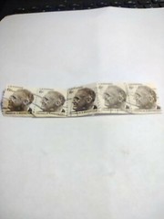 1966 Franklin D Roosevelt 6 c , 5 together, light cancellation, very nice, 
