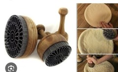 «Handmade Uzbek bread stamp, traditional nut-shaped flatbread». Bread stamp