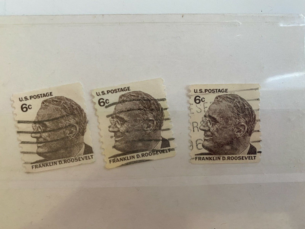 United States Postage 6 cent Stamp Vintage, FRANKLIN D. ROSEVELT- USED, 3 PCS