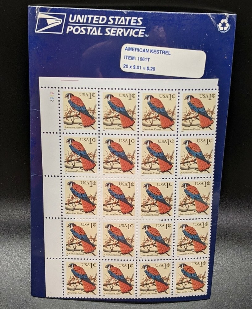 American Kestrel Block of 20, One Cent, 1995 in Original Package