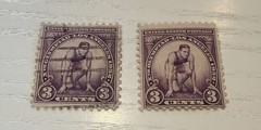 Lot of 2 vintage USA 1932 Olympic Games Los Angeles 3¢ postage stamps