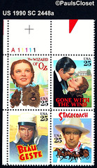 US 1990 SC 2448a 25¢ CLASSIC FILMS MNH/OG PLATE BLOCK 4 STAMPS VERY FINE