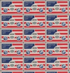 United States 31¢ Plane Globe Flag Air Mail Postage Stamp #C90 Mint Pack of 100