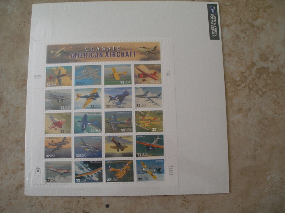 FULL SHEET 1996 American Aircraft Air Planes Stamp # 3142 32 cent STILL SEALED