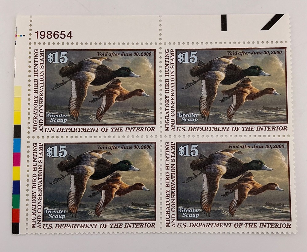 1999 Federal Scott #RW66 Greater Scaup Block of 4 MNH