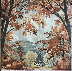 Three Individual Napkins Decoupage W/4 Fall Scenes/truck/Pumpkins Autumn Maple