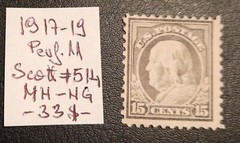 US stamps 1917-19 Franklin15c grey Perf 11 Scott # 514 MH OG