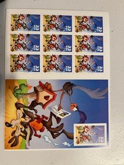Scott #3392. 33c Road Runner, Wylie E. Coyote sheet of 10 stamps with 10th Imper