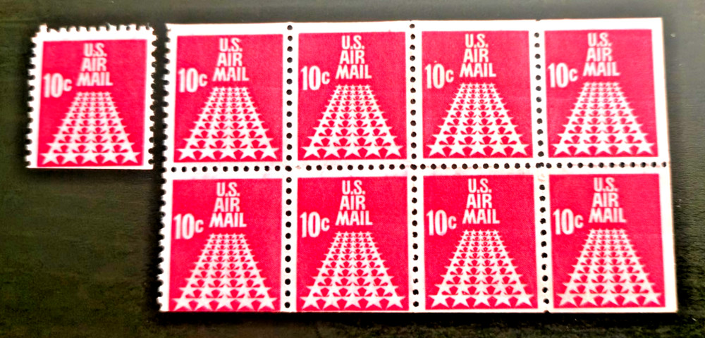 US Stamps – Scott # C72 Air Mail Booklet of 8 plus a bonus Stamp. Great Colour!