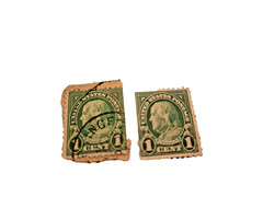 Rare Vintage 2 Green & 6 Red George Washington Stamp – 1 & 2 cent stamps – used
